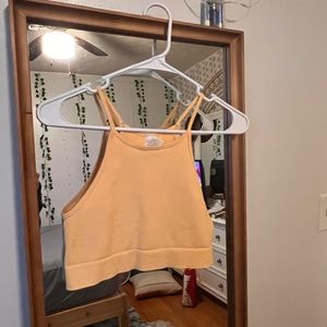 Cropped Yellow Ribbed Tank